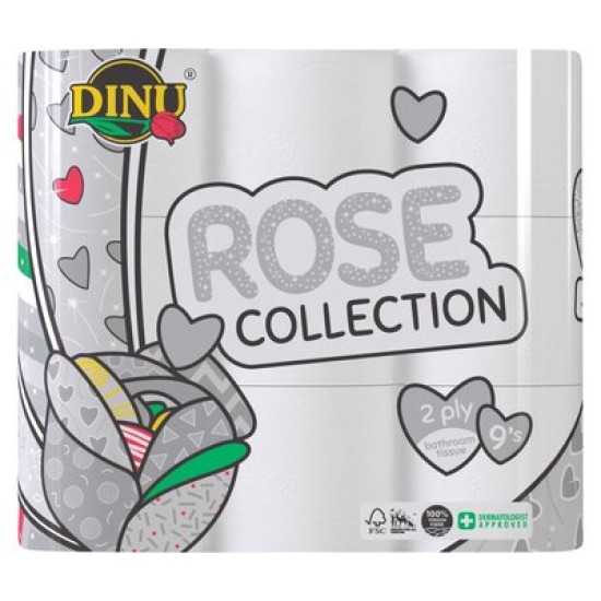 DINU WHITE ROSE TOILET ROLLS 2PLY 9EA