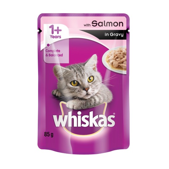 WHISKAS CATFOOD SALMON IN GRAVY 85GR